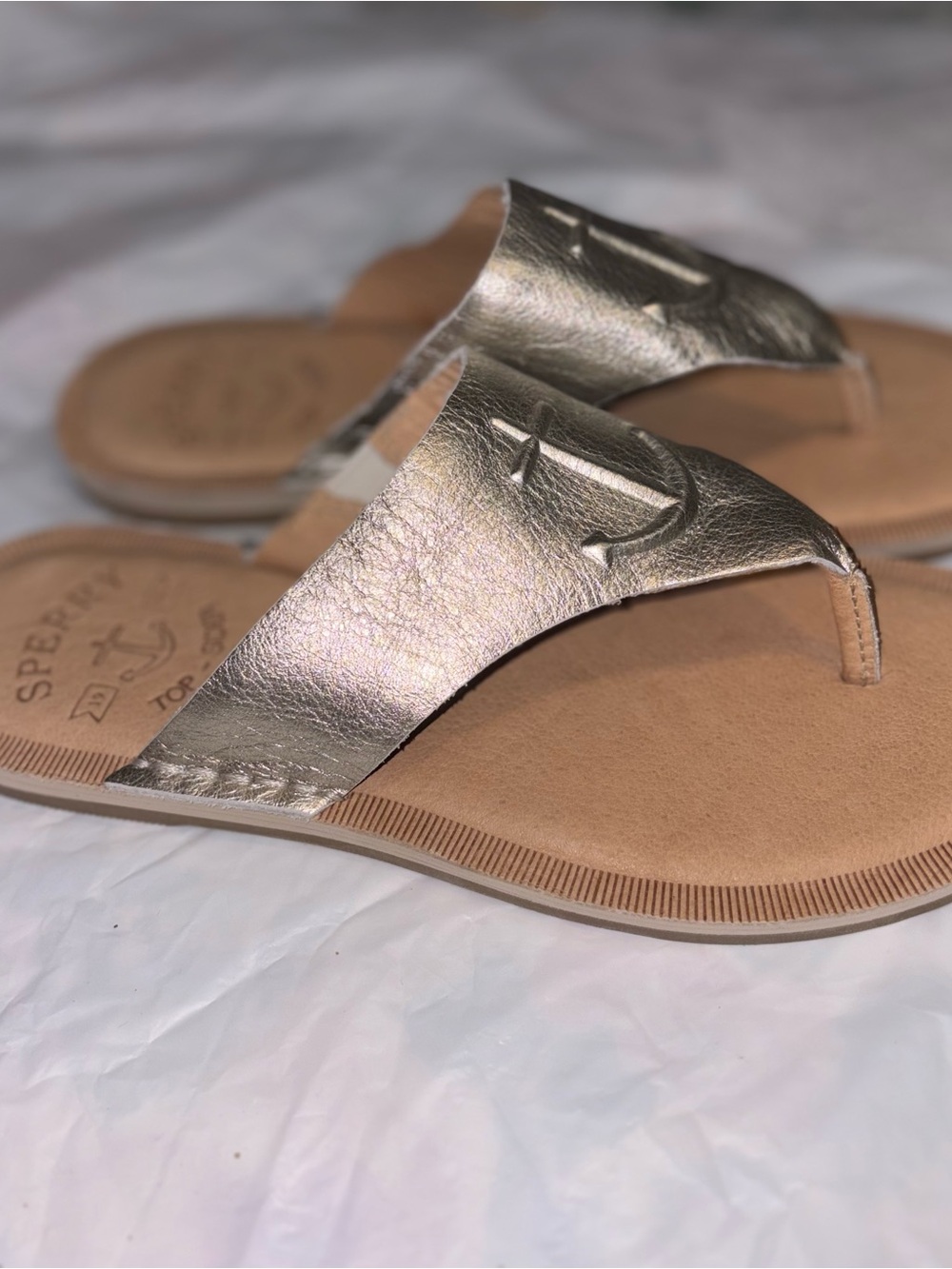 Sperry Top-Sider Seaport Leather Thong Sandal nautical anchor - Picture 2 of 9